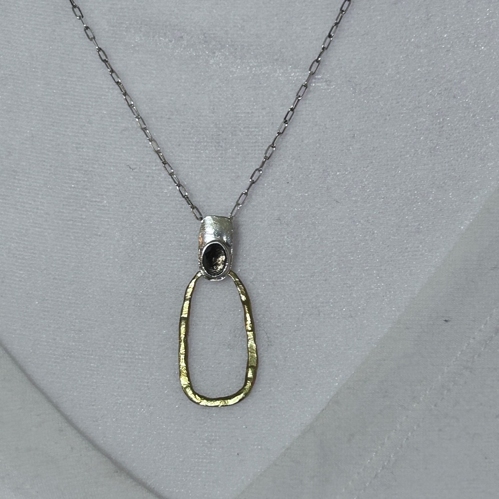 Silpada Mixed Metal Hammered Loop Pendant Necklace - Women's Jewelry, new